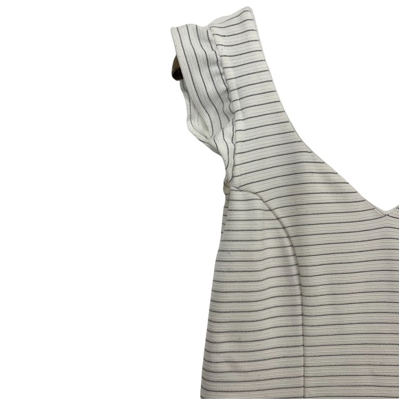 Maeve Sunland Ruffles Striped Dress Cap Sleeves Mid Length Anthropologie - Picture 4 of 8